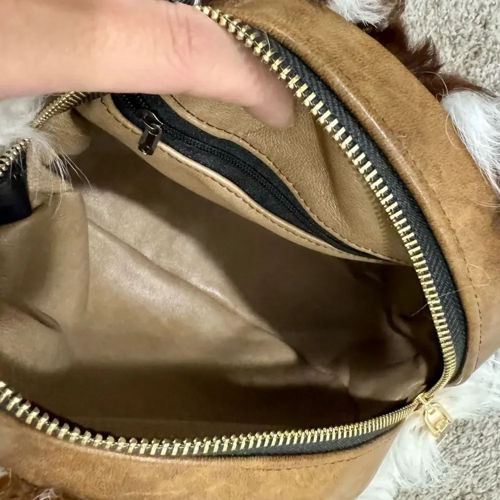 Handmade Natural Curly Shearling Handbag, Real Lamb Fur Shoulder Bag/Crossbody